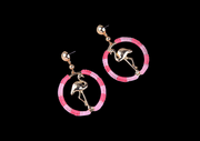 Pink Flamingo Gold Hoop Earrings - Holiday Edition
