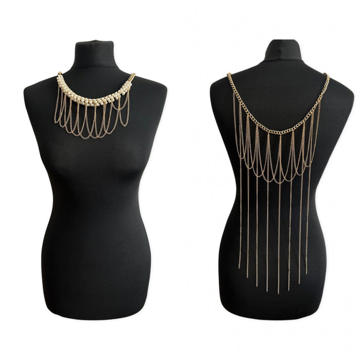 Gold Back Chain Tassel Necklace - Body Jewellery - Ultra-Glam Edition - Wedding Edition