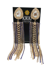 New - Large Gem Rhinestone Long Tassel Earrings - Ultra-Glam Edition
