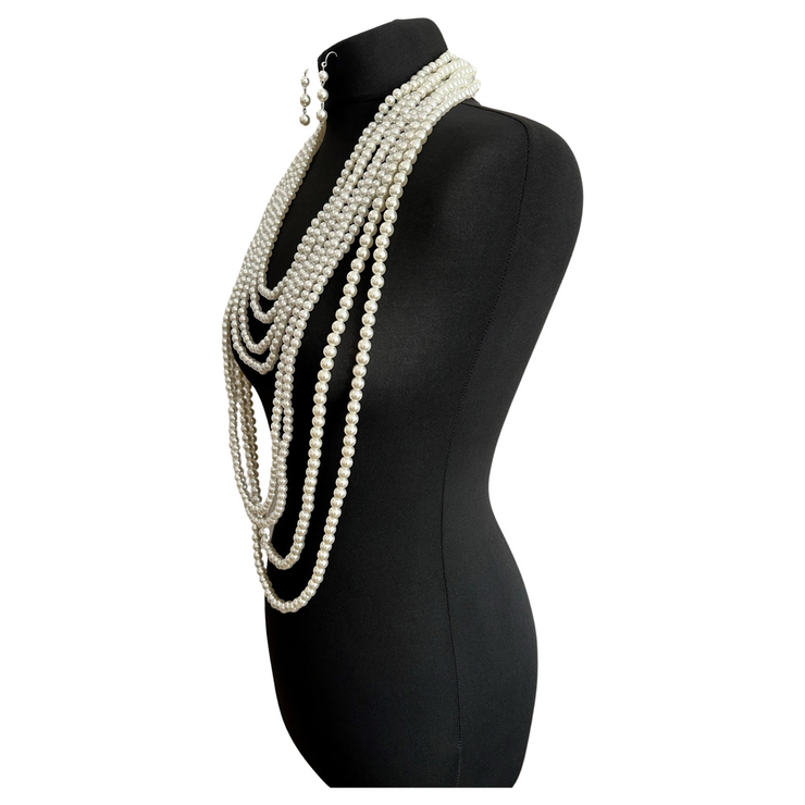 New - Long Layered Pearl Necklace