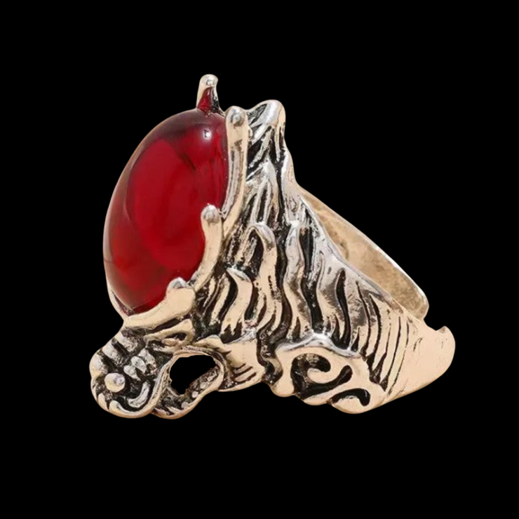 New - Red Dragon Head Open Ring - Drag King Edition
