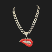 New - Red Lip Chain Pendant Necklace - Ultra-Glam Edition - Drag King Edition