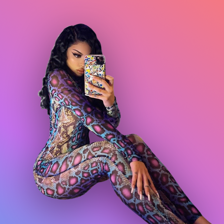 New - Snakeskin Full Length Jumpsuit - Club Wear - Ultra-Glam Edition