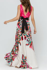 Multi Coloured Satin Maxi Dress - Wedding Edition - Kikki Couture