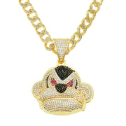 New - Angry Monkey Gold Chain Pendant Necklace - Drag King Edition - Ultra-Glam Edition