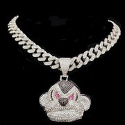 New - Angry Monkey Silver Chain Pendant Necklace - Drag King Edition - Ultra-Glam Edition