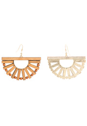 Bamboo And Gold Ark Earrings - Holiday Edition - Kikki Couture