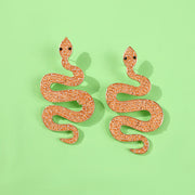 Gold Bead Snake Earrings - Ultra-Glam Edition