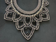 New - Black Diamond Studded Geometric Statement Necklace - Ultra-Glam Edition - Wedding Edition