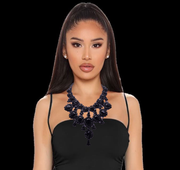 Black Diamond Studded Statement Necklace - Ultra-Glam Edition