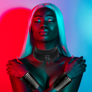 Black Ndebele Ribbed Choker Necklace & Arm Cuff Set - Ultra-Glam Edition