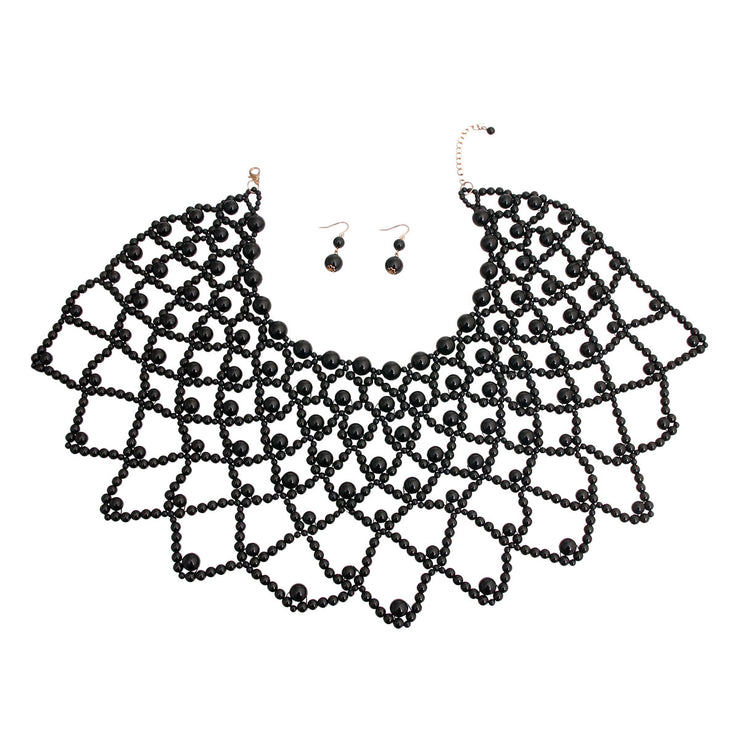 New - Black Pearl Collar Choker Necklace - Wedding Edition - Ultra-Glam Edition
