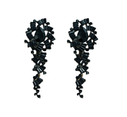 Black Rhinestone Geo Drop Earrings - Ultra-Glam Edition