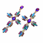 Brilliant Blue Crystal Cross Earrings - Ultra-Glam Edition - Kikki Couture