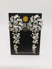 New - Clear Rhinestone Geo Drop Earrings - Ultra-Glam Edition