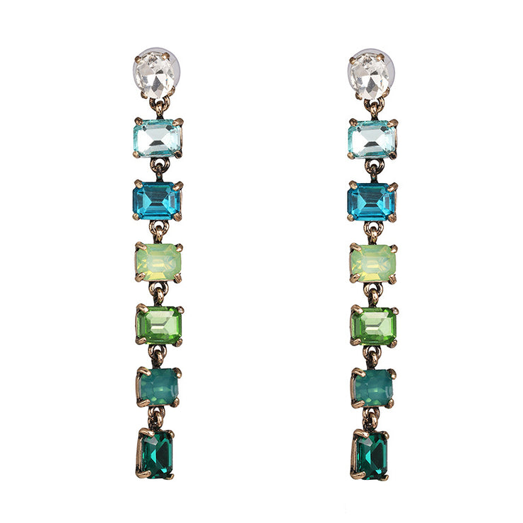 New - Green Crystal Drop Earrings - Holiday Edition - Wedding Edition - Ultra-Glam Edition