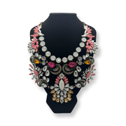 Pink Crystal Geo Drop Necklace - Ultra-Glam Edition - Wedding Edition