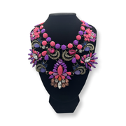 Pink & Purple Crystal Geo Drop Necklace - Ultra-Glam Edition - Wedding Edition