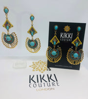 New - Colourful Turquoise Mandala Drop Earrings - Holiday Edition - Ultra-Glam Edition
