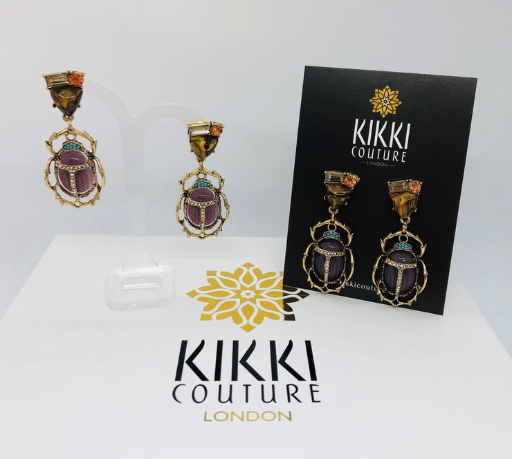 New - Crystal Beetle Drop Earrings - Ultra-Glam Edition - Holiday Edition