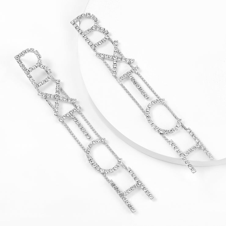Crystal Bitch Letter Earrings - Ultra-Glam Edition