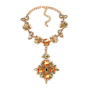 Gold Crystal Choker Pendant Necklace - Ultra-Glam Edition