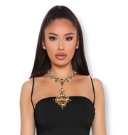 Gold Crystal Choker Pendant Necklace - Ultra-Glam Edition