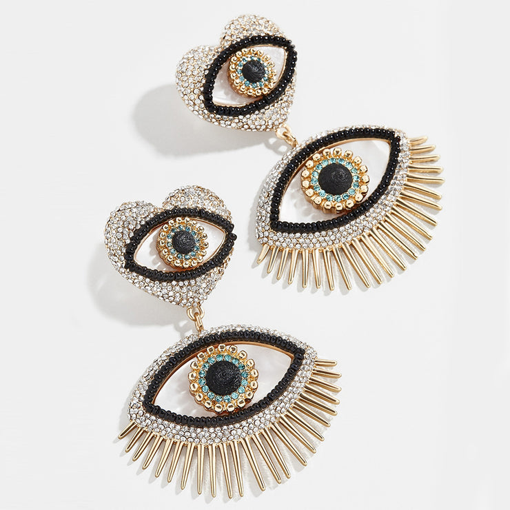 Crystal Evil Eye Drop Earrings - Holiday Edition - Ultra-Glam Edition