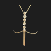 Crystal Flower Gold Body Chain - Body Jewellery - Ultra-Glam Edition - Holiday Edition