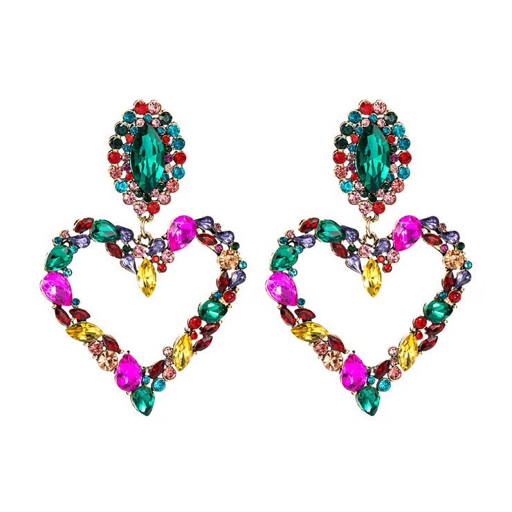 Crystal Heart Hoop Earrings - Ultra-Glam Edition