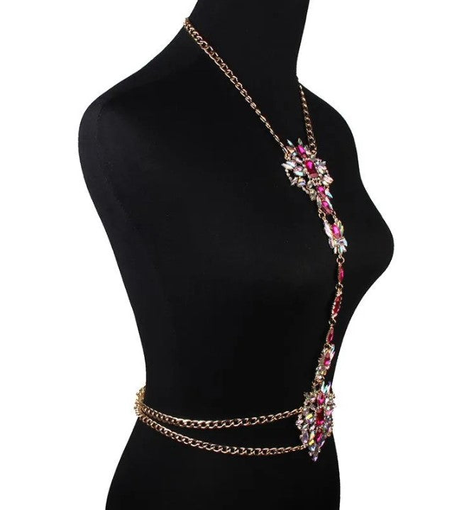 Crystal Panel Body Chain Harness - Body Jewellery - Ultra-Glam Edition