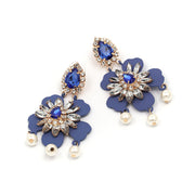 Crystal Pearl Flower Drop Earrings - Ultra-Glam Edition - Wedding Edition