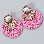 New - Crystal Pearl Pink Disc Earrings - Wedding Edition - Ultra-Glam Edition