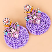 New - Crystal Purple Disc Earrings - Ultra-Glam Edition - Wedding Edition