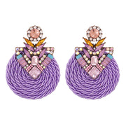 New - Crystal Purple Disc Earrings - Ultra-Glam Edition - Wedding Edition