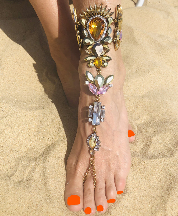 Crystal Rhinestone Barefoot Sandals - Body Jewellery - Holiday Edition - Ultra-Glam Edition - Wedding Edition