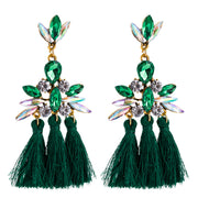 Green Crystal Tassel Earrings - Ultra-Glam Edition