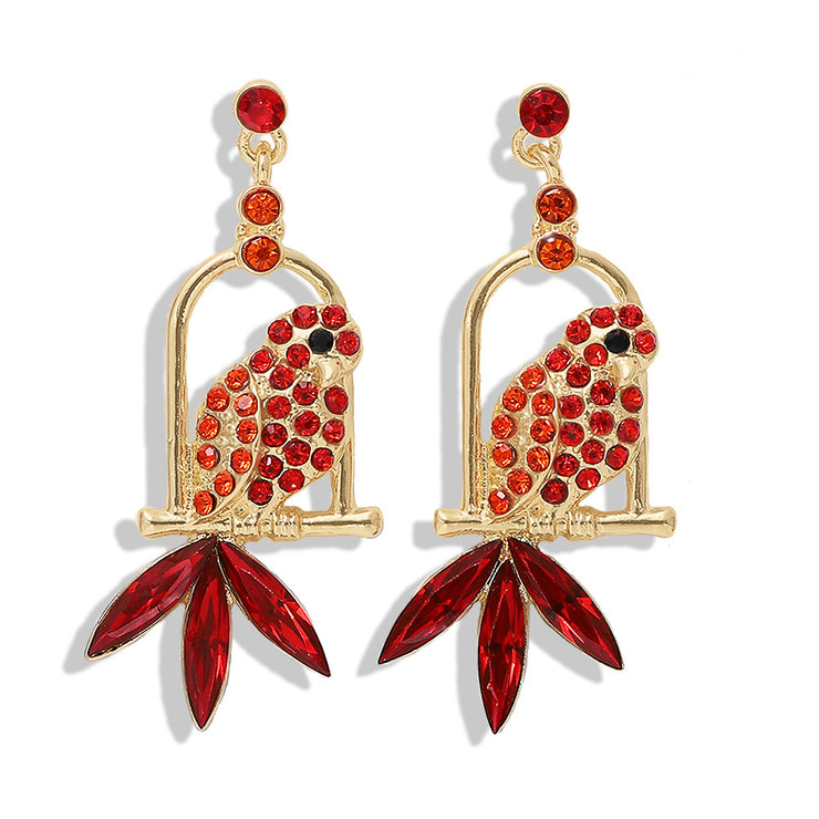 Crystal Bird Cage Drop Earrings - Ultra-Glam Edition