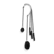 New - Dark Punk Hanging Crystal Tassel Ear Hook Earrings  - Body Jewellery - Ultra-Glam Edition