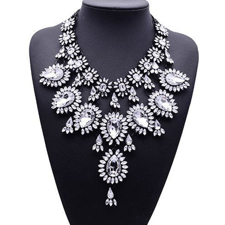 Clear Diamond Studded Statement Necklace - Ultra-Glam Edition