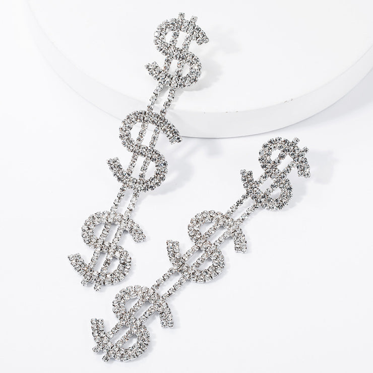 Diamond Dollar Drop Earrings - Ultra-Glam Edition