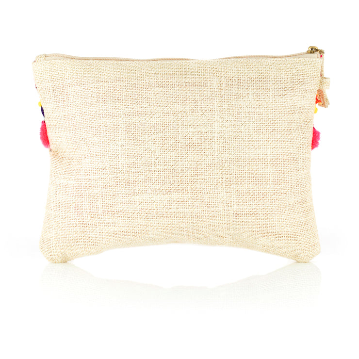 Embellished Pompom Woven Clutch – Holiday Edition - Kikki Couture