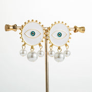 Evil Eye Pearl Earrings - Ultra-Glam Edition