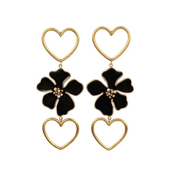 Floral Heart Drop Earrings - Ultra-Glam Edition - Wedding Edition