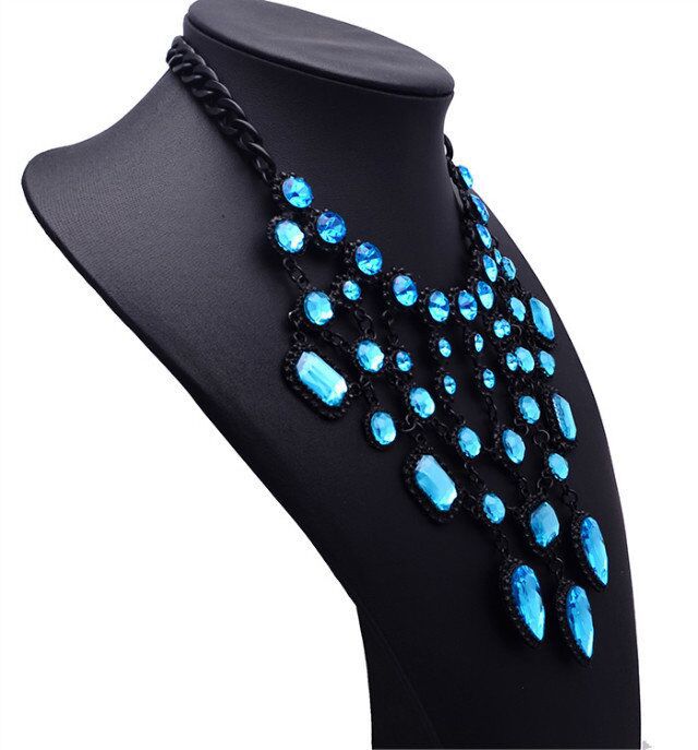 Turquoise Gemstone Drop Statement Necklace - Ultra-Glam Edition