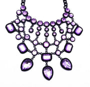 Purple Gemstone Drop Statement Necklace - Ultra-Glam Edition