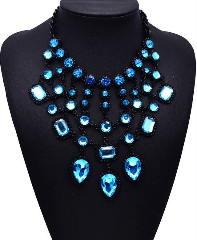 Turquoise Gemstone Drop Statement Necklace - Ultra-Glam Edition