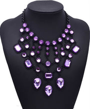 Purple Gemstone Drop Statement Necklace - Ultra-Glam Edition