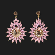 Pink Geometric Floral Drop Earrings - Ultra- Glam Edition