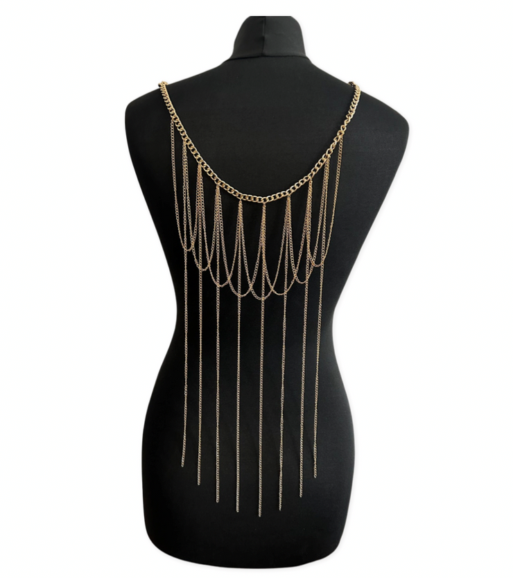 Gold Back Chain Tassel Necklace - Body Jewellery - Ultra-Glam Edition - Wedding Edition